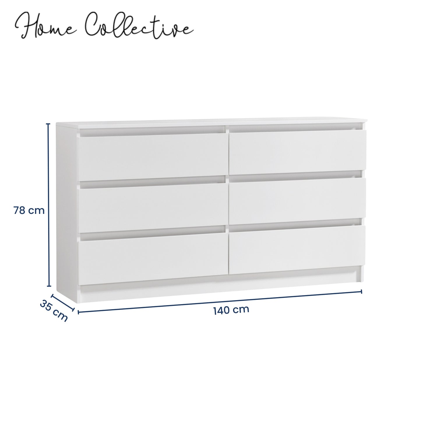 Kommode mit 6 Schubladen 95 | 120 | 140 cm breit Kommode Holz Schrank Kommode mit Schubladen Sideboard Highboard Anrichte Schlafzimmer Wohnzimmer Flur Büro Organizer