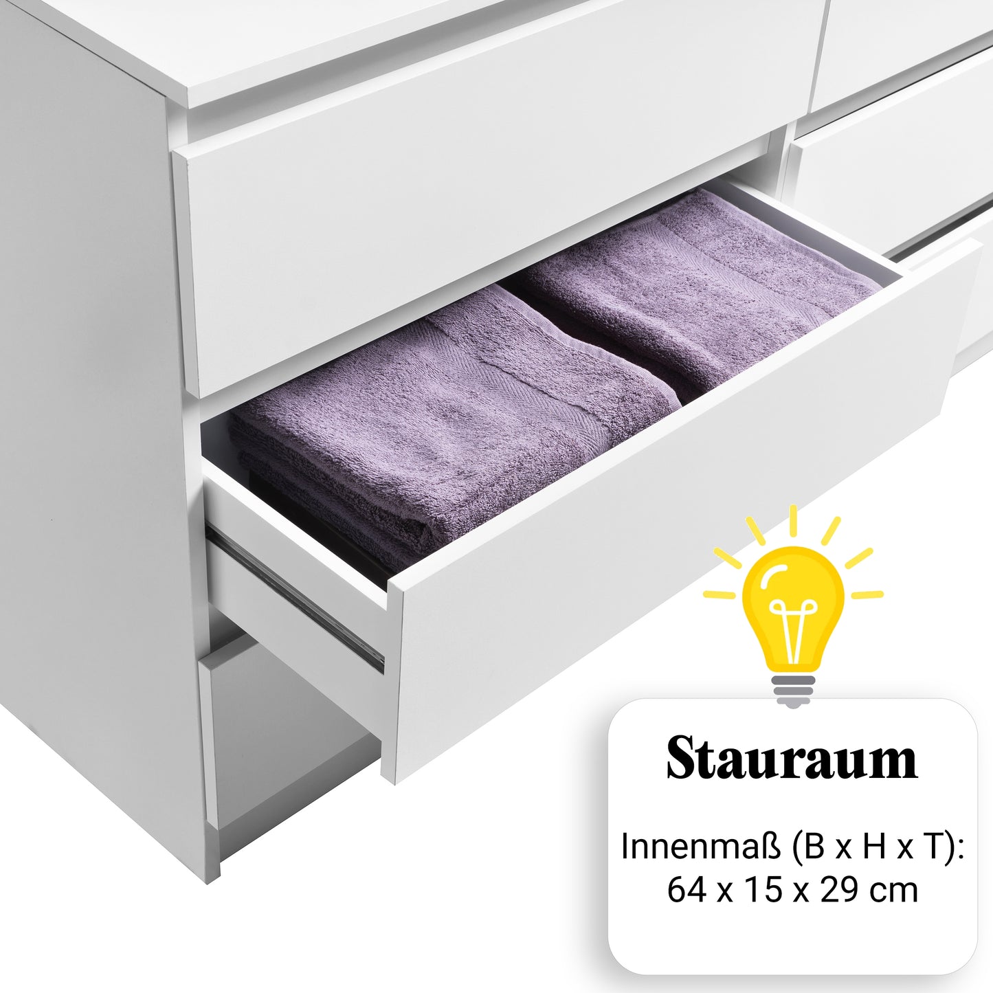 Kommode mit 6 Schubladen 95 | 120 | 140 cm breit Kommode Holz Schrank Kommode mit Schubladen Sideboard Highboard Anrichte Schlafzimmer Wohnzimmer Flur Büro Organizer