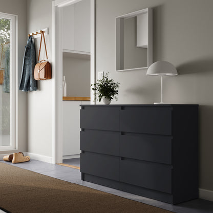 Kommode mit 6 Schubladen 95 | 120 | 140 cm breit Kommode Holz Schrank Kommode mit Schubladen Sideboard Highboard Anrichte Schlafzimmer Wohnzimmer Flur Büro Organizer