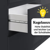 Kommode mit 6 Schubladen 95 | 120 | 140 | 160 cm breit Kommode Holz Schrank Kommode mit Schubladen Sideboard Highboard Anrichte Schlafzimmer Wohnzimmer Flur Büro Organizer