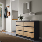 Kommode mit 6 Schubladen 95 | 120 | 140 | 160 cm breit Kommode Holz Schrank Kommode mit Schubladen Sideboard Highboard Anrichte Schlafzimmer Wohnzimmer Flur Büro Organizer