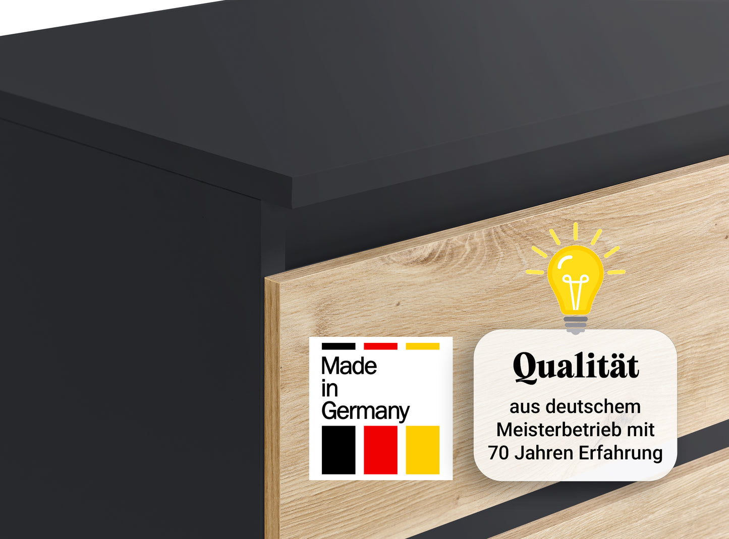 Kommode mit 6 Schubladen 95 | 120 | 140 cm breit Kommode Holz Schrank Kommode mit Schubladen Sideboard Highboard Anrichte Schlafzimmer Wohnzimmer Flur Büro Organizer