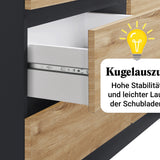 Kommode mit 6 Schubladen 95 | 120 | 140 | 160 cm breit Kommode Holz Schrank Kommode mit Schubladen Sideboard Highboard Anrichte Schlafzimmer Wohnzimmer Flur Büro Organizer