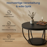 Home Collective Couchtisch Ø 80 cm rund, moderner Beistelltisch mit 2 Ablagen, Wohnzimmertisch mit Metallgestell 46 mm Tischplatte, Sofa-Tisch, idealer Ablagetisch für Wohnzimmer Deko