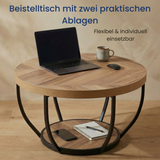 Home Collective Couchtisch Ø 80 cm rund, moderner Beistelltisch mit 2 Ablagen, Wohnzimmertisch mit Metallgestell 46 mm Tischplatte, Sofa-Tisch, idealer Ablagetisch für Wohnzimmer Deko