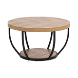 Home Collective Couchtisch Ø 80 cm rund, moderner Beistelltisch mit 2 Ablagen, Wohnzimmertisch mit Metallgestell 46 mm Tischplatte, Sofa-Tisch, idealer Ablagetisch für Wohnzimmer Deko