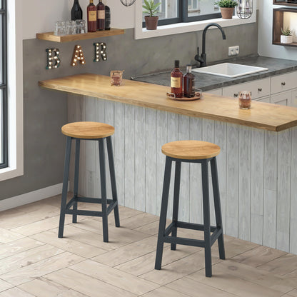 Barhocker Küchenhocker Küchenstuhl Thekenstuhl Tresenhocker Barstuhl | Stabil + platzsparend mit Fußstütze | Spanplatte & Stahl bis 100 kg Belastbarkeit | Ø 32×H 65 cm