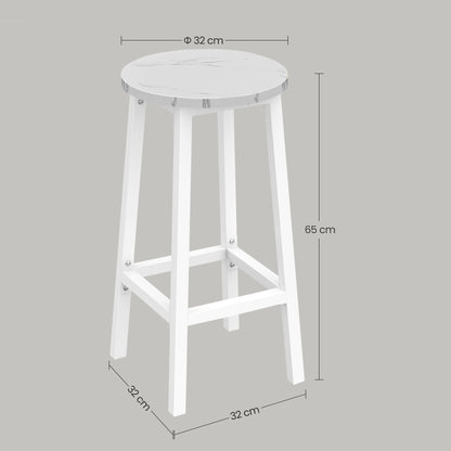 Barhocker Küchenhocker Küchenstuhl Thekenstuhl Tresenhocker Barstuhl | Stabil + platzsparend mit Fußstütze | Spanplatte & Stahl bis 100 kg Belastbarkeit | Ø 32×H 65 cm