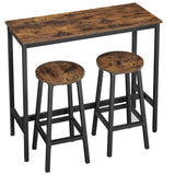 Bartisch-Set, Bartisch mit 2 Hockern, Stehtisch mit Barhockern | Modernes 3-teiliges Set, platzsparend, bis 100 kg belastbar mit Fußstützen | 100×40×90 / Ø 32×H 65 cm