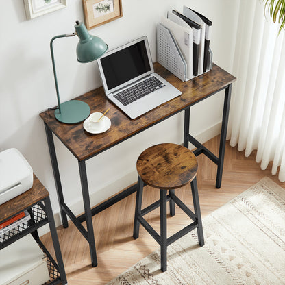 Bartisch-Set, Bartisch mit 2 Hockern, Stehtisch mit Barhockern | Modernes 3-teiliges Set, platzsparend, bis 100 kg belastbar mit Fußstützen | 100×40×90 / Ø 32×H 65 cm