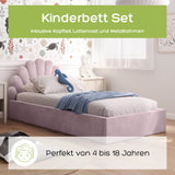 Kids Collective Kinderbett Polsterbett 90x200 cm Kinder Bett Jugendbett mit Lattenrost und Metallrahmen | Kopfteil in Muschelform | Für Mädchenzimmer & Kinderzimmer | von 4 bis 18 Jahren