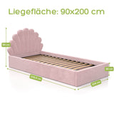 Kids Collective Kinderbett Polsterbett 90x200 cm Kinder Bett Jugendbett mit Lattenrost und Metallrahmen | Kopfteil in Muschelform | Für Mädchenzimmer & Kinderzimmer | von 4 bis 18 Jahren
