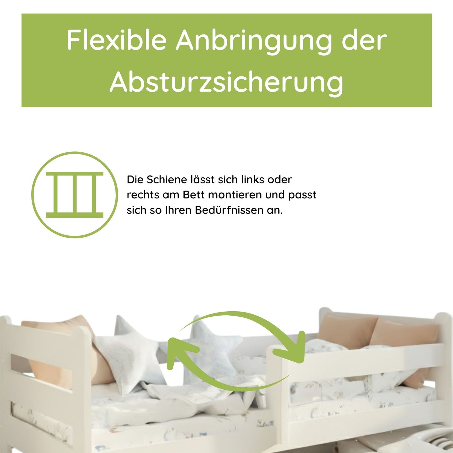 Kids Collective Kinderbett 80x160 und 90x200 cm Kinder Bett Jugendbett Juniorbett | Mit Rausfallschutz & Schublade | Stabiles Kiefernholz | Weiß