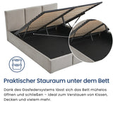 Home Collective Polsterbett, Bett mit Stauraum, Stauraumbett mit Lattenrost gepolstert Bett mit Kopfteil Doppelbett | Bettkasten mit Gasdruckfedern, Metallrahmen, Samtpolsterung | 120×200 | 140x200 | 160x200 | 180x200 cm