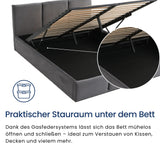 Home Collective Polsterbett, Bett mit Stauraum, Stauraumbett mit Lattenrost gepolstert Bett mit Kopfteil Doppelbett | Bettkasten mit Gasdruckfedern, Metallrahmen, Samtpolsterung | 120×200 | 140x200 | 160x200 | 180x200 cm