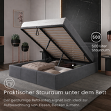 Home Collective Polsterbett, Bett mit Stauraum, Stauraumbett mit Lattenrost gepolstert Bett mit Kopfteil Doppelbett | Bettkasten mit Gasdruckfedern, Metallrahmen, Samtpolsterung | 120×200 | 140x200 | 160x200 | 180x200 cm
