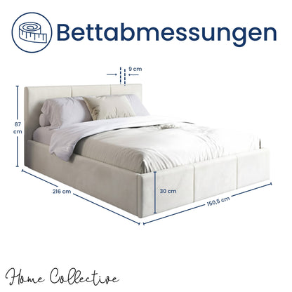Home Collective Polsterbett, Bett mit Stauraum, Stauraumbett mit Lattenrost gepolstert Bett mit Kopfteil Boxspringbett | Bettkasten mit Gasdruckfedern, Metallrahmen, Samtpolsterung | 120×200 | 140x200 | 160x200 | 180x200 cm