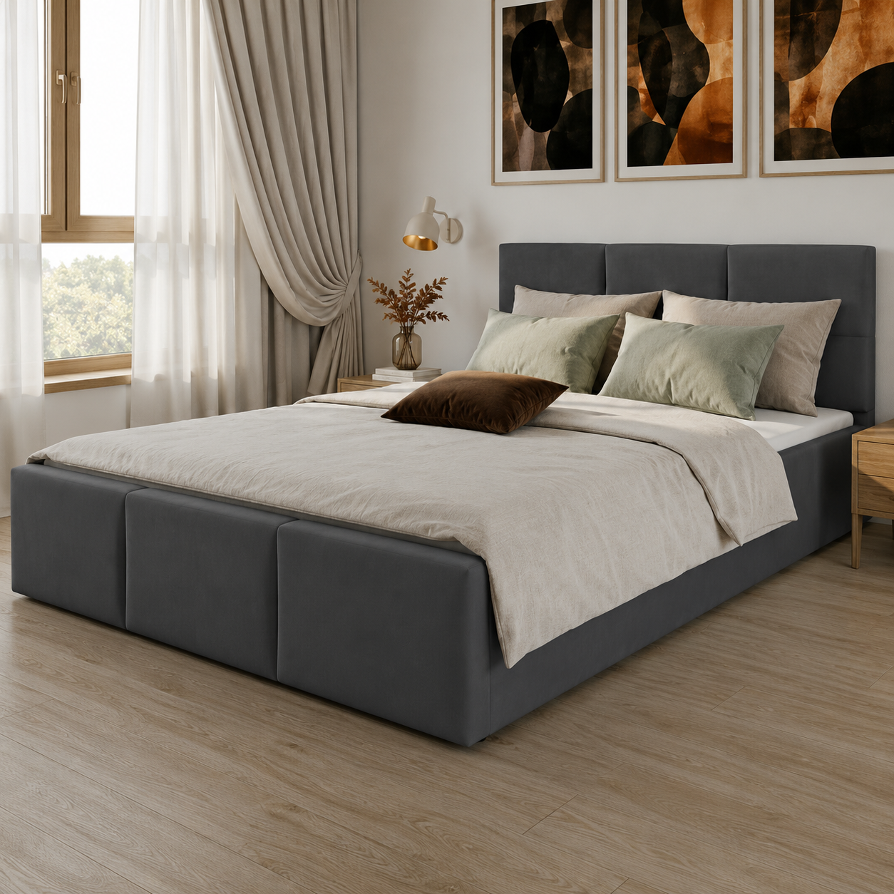 Home Collective Polsterbett, Bett mit Stauraum, Stauraumbett mit Lattenrost gepolstert Bett mit Kopfteil Doppelbett | Bettkasten mit Gasdruckfedern, Metallrahmen, Samtpolsterung | 120×200 | 140x200 | 160x200 | 180x200 cm