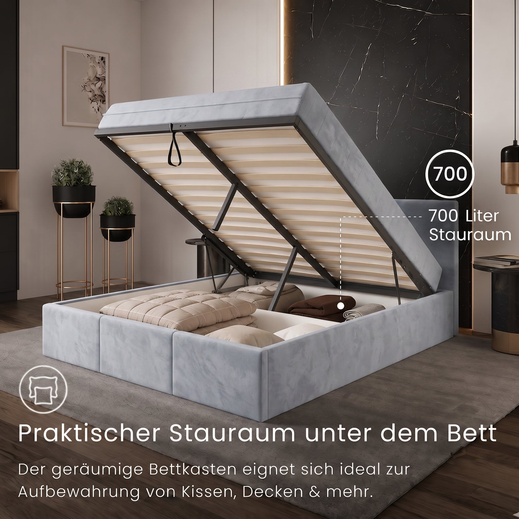 Home Collective Polsterbett, Bett mit Stauraum, Stauraumbett mit Latte – HomeCollectiveBerlin