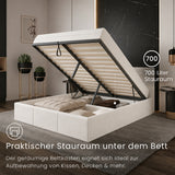Home Collective Polsterbett, Bett mit Stauraum, Stauraumbett mit Lattenrost gepolstert Bett mit Kopfteil Doppelbett | Bettkasten mit Gasdruckfedern, Metallrahmen, Samtpolsterung | 120×200 | 140x200 | 160x200 | 180x200 cm