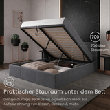 Home Collective Polsterbett, Bett mit Stauraum, Stauraumbett mit Lattenrost gepolstert Bett mit Kopfteil Doppelbett | Bettkasten mit Gasdruckfedern, Metallrahmen, Samtpolsterung | 120×200 | 140x200 | 160x200 | 180x200 cm