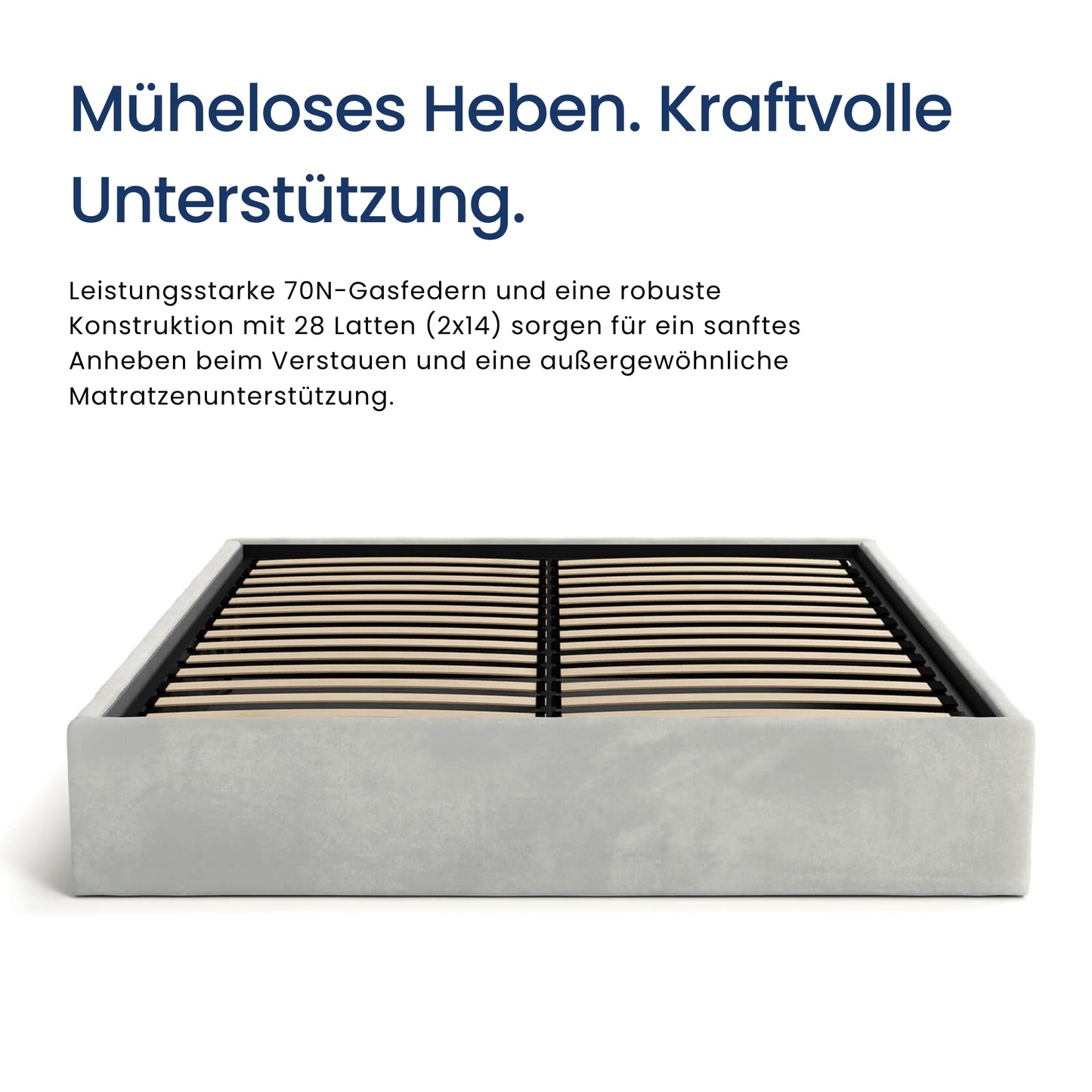 Home Collective Polsterbett, Stauraumbett, Schlafzimmerbett, Bett mit Stauraum Lattenrost Metallrahmen und Samtpolsterung platzsparend ohne Kopfteil | 120x200 | 140x200 | 160x200 cm