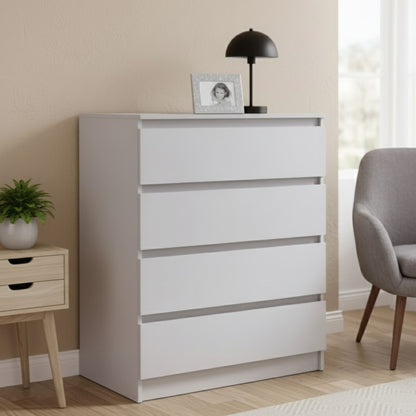 Kommode mit 4 Schubladen 76 & 80 cm Breite Kommode schmal Holz Schrank Kommode mit Schubladen Sideboard Highboard Anrichte Schlafzimmer Wohnzimmer Flur Büro Organizer