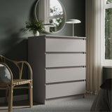 Kommode mit 4 Schubladen 76 & 80 cm Breite Kommode schmal Holz Schrank Kommode mit Schubladen Sideboard Highboard Anrichte Schlafzimmer Wohnzimmer Flur Büro Organizer