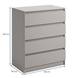 Kommode mit 4 Schubladen 76 & 80 cm Breite Kommode schmal Holz Schrank Kommode mit Schubladen Sideboard Highboard Anrichte Schlafzimmer Wohnzimmer Flur Büro Organizer