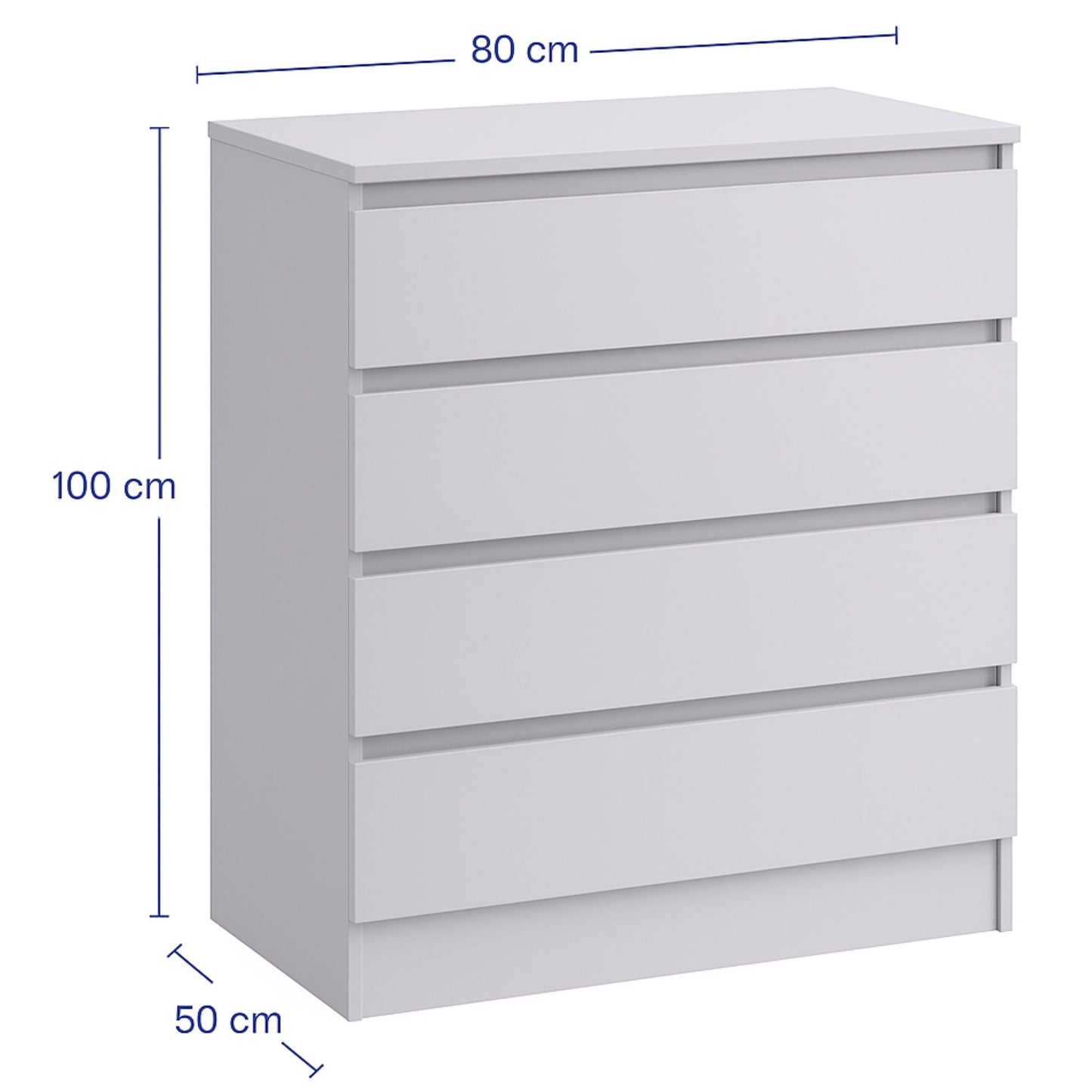 Kommode mit 4 Schubladen 76 & 80 cm Breite Kommode schmal Holz Schrank Kommode mit Schubladen Sideboard Highboard Anrichte Schlafzimmer Wohnzimmer Flur Büro Organizer