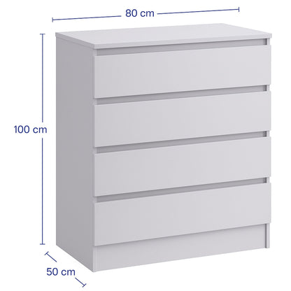 Kommode mit 4 Schubladen 76 & 80 cm Breite Kommode schmal Holz Schrank Kommode mit Schubladen Sideboard Highboard Anrichte Schlafzimmer Wohnzimmer Flur Büro Organizer