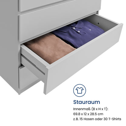 Kommode mit 4 Schubladen 76 & 80 cm Breite Kommode schmal Holz Schrank Kommode mit Schubladen Sideboard Highboard Anrichte Schlafzimmer Wohnzimmer Flur Büro Organizer