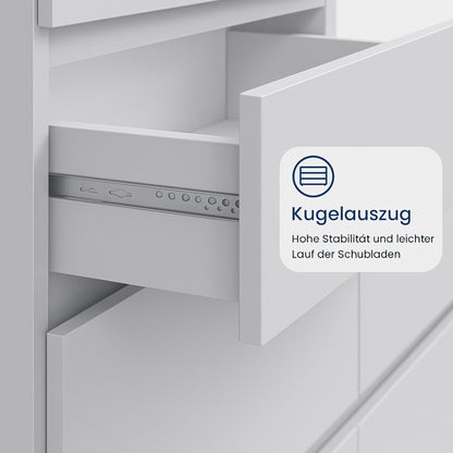 Kommode mit 4 Schubladen 76 & 80 cm Breite Kommode schmal Holz Schrank Kommode mit Schubladen Sideboard Highboard Anrichte Schlafzimmer Wohnzimmer Flur Büro Organizer