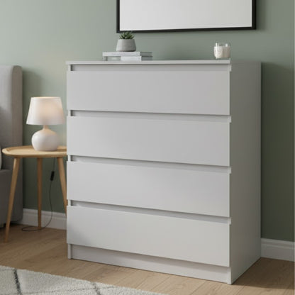 Kommode mit 4 Schubladen 76 & 80 cm Breite Kommode schmal Holz Schrank Kommode mit Schubladen Sideboard Highboard Anrichte Schlafzimmer Wohnzimmer Flur Büro Organizer