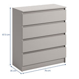 Kommode mit 4 Schubladen 76 & 80 cm Breite Kommode schmal Holz Schrank Kommode mit Schubladen Sideboard Highboard Anrichte Schlafzimmer Wohnzimmer Flur Büro Organizer
