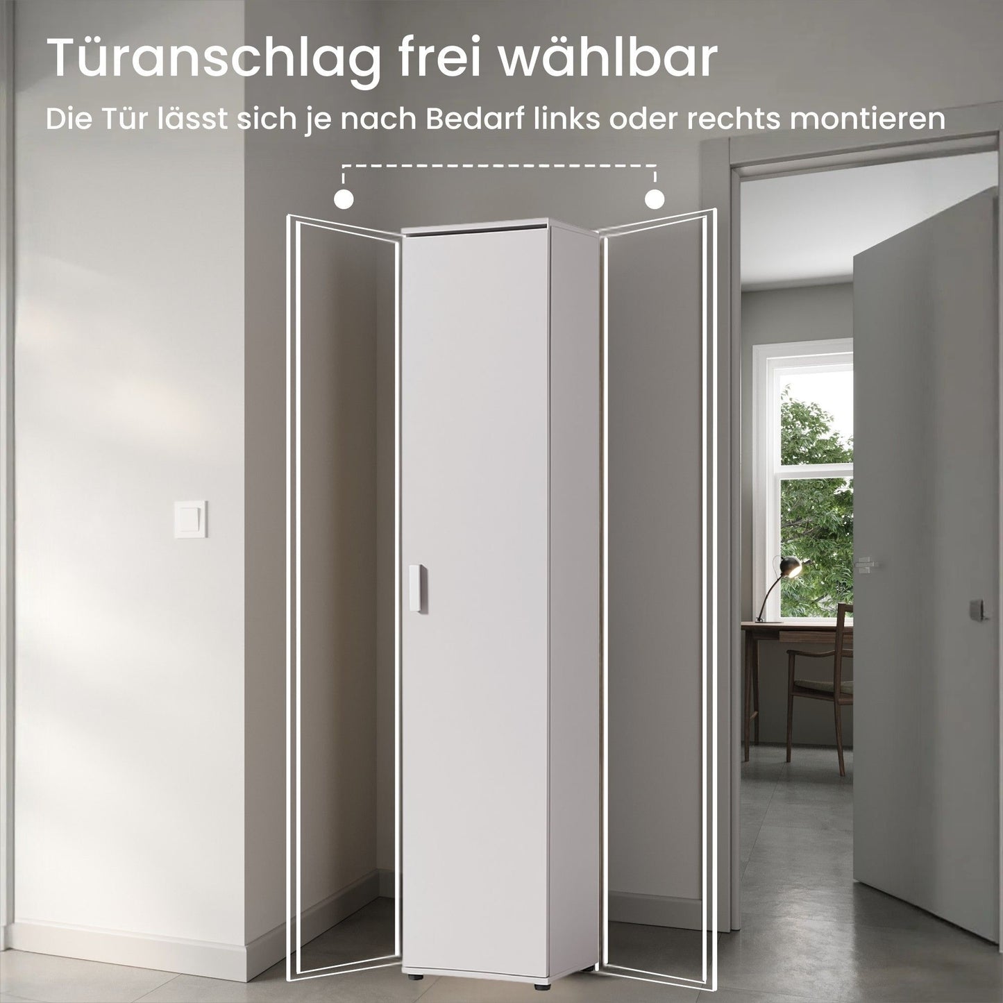 Schmaler Mehrzweckschrank 40 cm breit mit 1 Tür & 4 Einlegeböden | Universalschrank Haushaltsschrank für Haushalt, Flur, Büro oder Schlafzimmer | 40x35x184 cm (BxTxH)