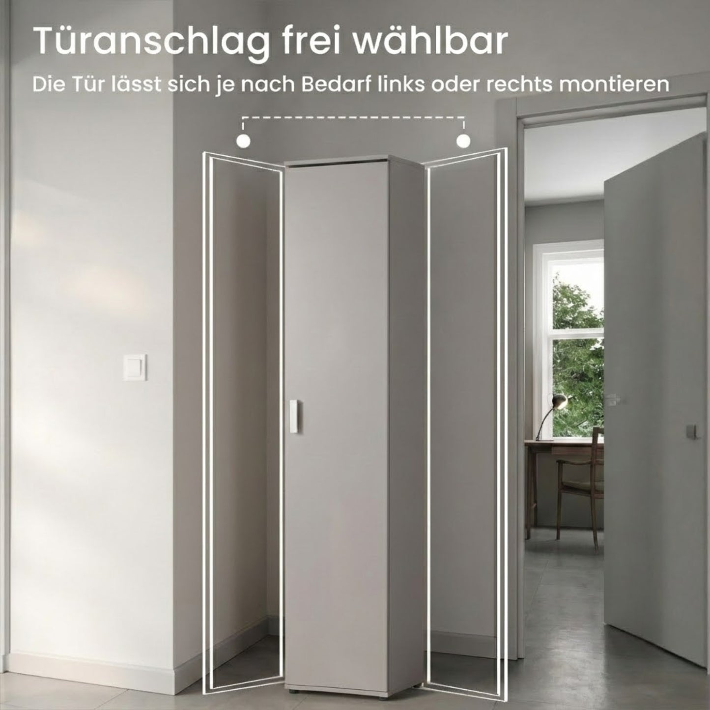 Schmaler Mehrzweckschrank 40 cm breit mit 1 Tür & 4 Einlegeböden | Universalschrank Haushaltsschrank für Haushalt, Flur, Büro oder Schlafzimmer | 40x35x184 cm (BxTxH)
