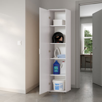 Schmaler Mehrzweckschrank 40 cm breit mit 1 Tür & 4 Einlegeböden | Universalschrank Haushaltsschrank für Haushalt, Flur, Büro oder Schlafzimmer | 40x35x184 cm (BxTxH)