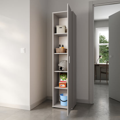 Schmaler Mehrzweckschrank 40 cm breit mit 1 Tür & 4 Einlegeböden | Universalschrank Haushaltsschrank für Haushalt, Flur, Büro oder Schlafzimmer | 40x35x184 cm (BxTxH)