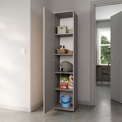 Schmaler Mehrzweckschrank 40 cm breit mit 1 Tür & 4 Einlegeböden | Universalschrank Haushaltsschrank für Haushalt, Flur, Büro oder Schlafzimmer | 40x35x184 cm (BxTxH)