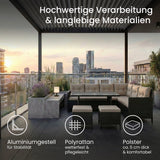 Home Collective Gartenmöbel Set 7-Sitzer mit Ecksofa Lounge Möbel Outdoor Gartenlounge Outdoor Sofa | mit gehärteter Glasplatte & gemütliche Polster für Garten | Polyrattan Schwarz & graue oder schwarze Kissen