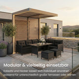 Home Collective Gartenmöbel Set 7-Sitzer mit Ecksofa Lounge Möbel Outdoor Gartenlounge Outdoor Sofa | mit gehärteter Glasplatte & gemütliche Polster für Garten | Polyrattan Schwarz & graue oder schwarze Kissen