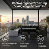 Home Collective Gartenmöbel Set 7-Sitzer mit Ecksofa Lounge Möbel Outdoor Gartenlounge Outdoor Sofa | mit gehärteter Glasplatte & gemütliche Polster für Garten | Polyrattan Schwarz & graue oder schwarze Kissen