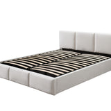 Bett 140x200 / 160x200 cm Doppelbett Polsterbett Bettgestell mit Lattenrost aus Metall, hydraulischer Bettkasten, Samtbezug in beige oder dunkelgrau, viel Stauraum, modern & pflegeleicht