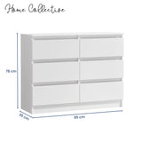 Kommode mit 6 Schubladen 95 | 120 | 140 | 160 cm breit Kommode Holz Schrank Kommode mit Schubladen Sideboard Highboard Anrichte Schlafzimmer Wohnzimmer Flur Büro Organizer