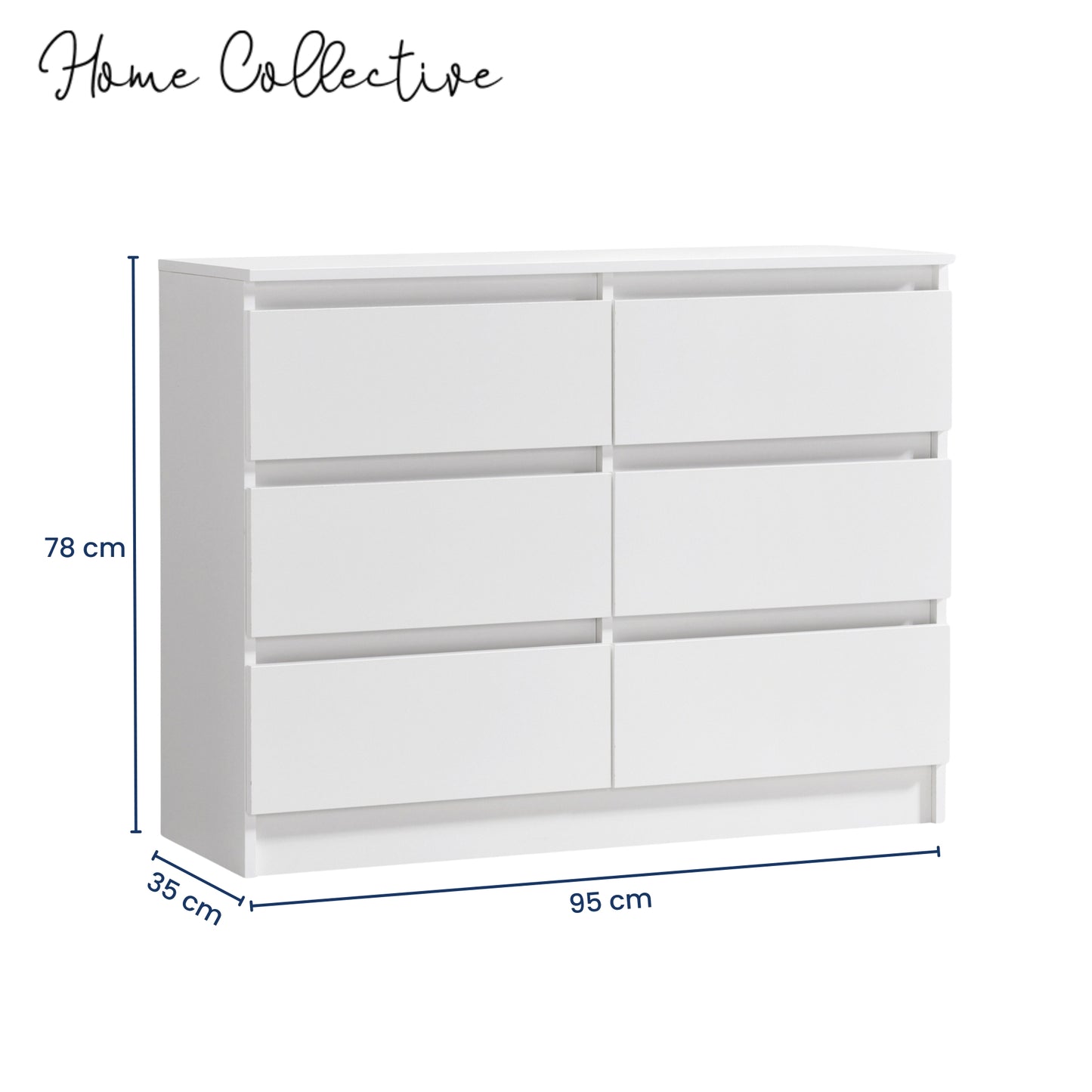 Kommode mit 6 Schubladen 95 | 120 | 140 cm breit Kommode Holz Schrank Kommode mit Schubladen Sideboard Highboard Anrichte Schlafzimmer Wohnzimmer Flur Büro Organizer