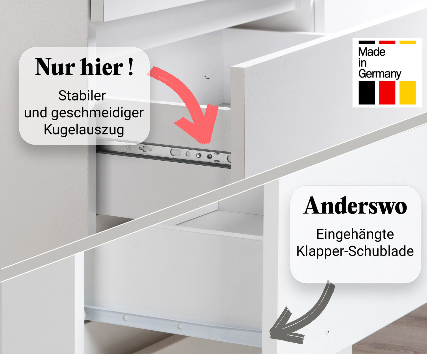 Kommode mit 6 Schubladen 95 | 120 | 140 cm breit Kommode Holz Schrank Kommode mit Schubladen Sideboard Highboard Anrichte Schlafzimmer Wohnzimmer Flur Büro Organizer