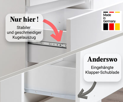 Kommode mit 6 Schubladen 95 | 120 | 140 cm breit Kommode Holz Schrank Kommode mit Schubladen Sideboard Highboard Anrichte Schlafzimmer Wohnzimmer Flur Büro Organizer