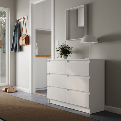 Kommode mit 6 Schubladen 95 | 120 | 140 cm breit Kommode Holz Schrank Kommode mit Schubladen Sideboard Highboard Anrichte Schlafzimmer Wohnzimmer Flur Büro Organizer