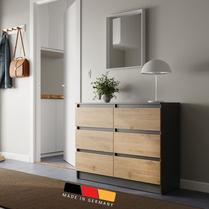 Kommode mit 6 Schubladen 95 | 120 | 140 cm breit Kommode Holz Schrank Kommode mit Schubladen Sideboard Highboard Anrichte Schlafzimmer Wohnzimmer Flur Büro Organizer